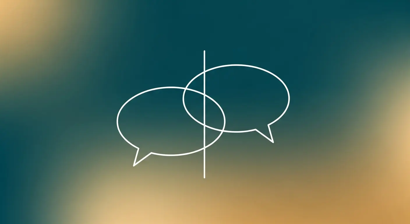 Illustration of two chat bubbles merging smoothly