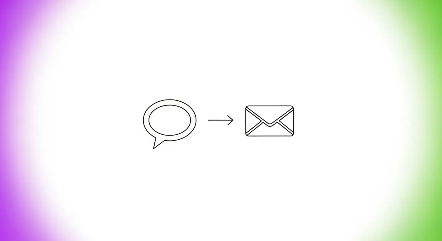 An arrow transforming a comment icon into a direct message icon