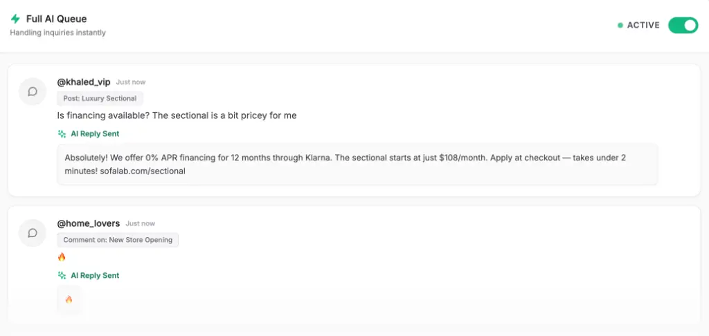 Post Farming Full AI Queue handling inquiries instantly